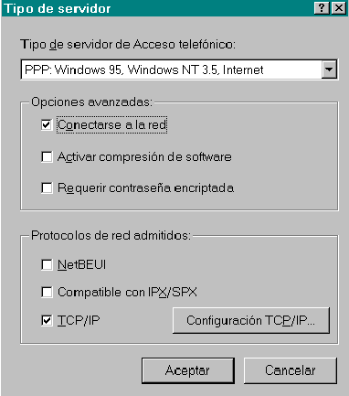 Conexión a Internet con Microsoft Windows95